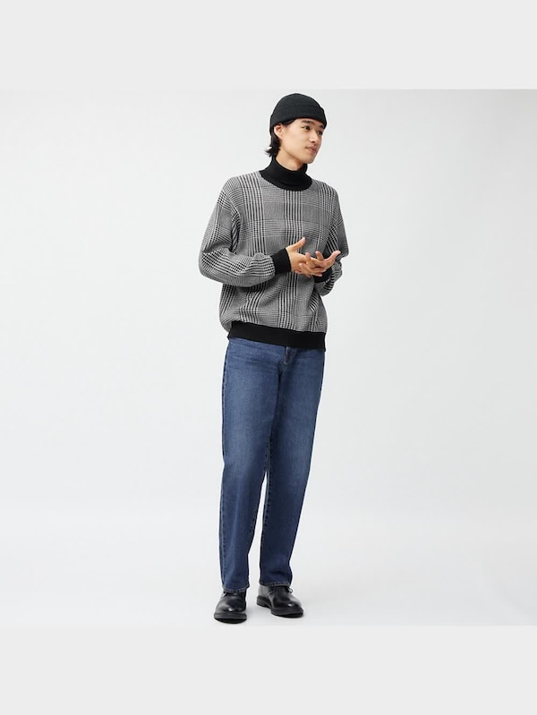 スムースニットタートルネックセーター(長袖)(チェック)SW