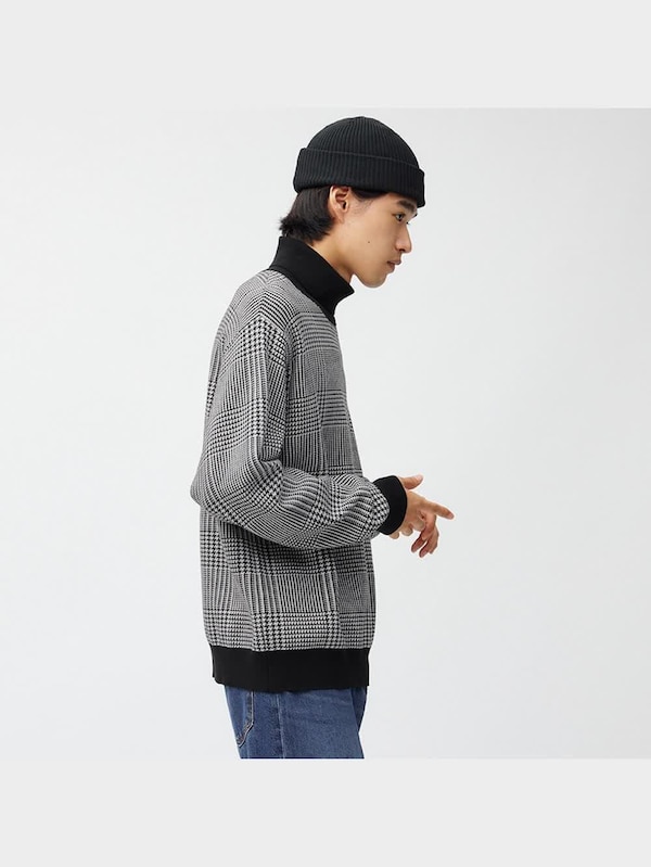 スムースニットタートルネックセーター(長袖)(チェック)SW