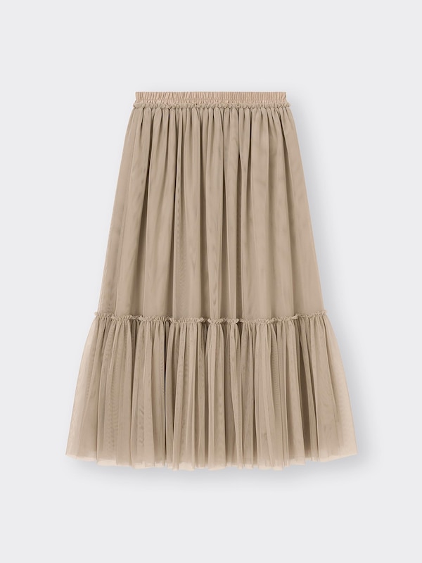 チュールティアードミディスカートQ+E