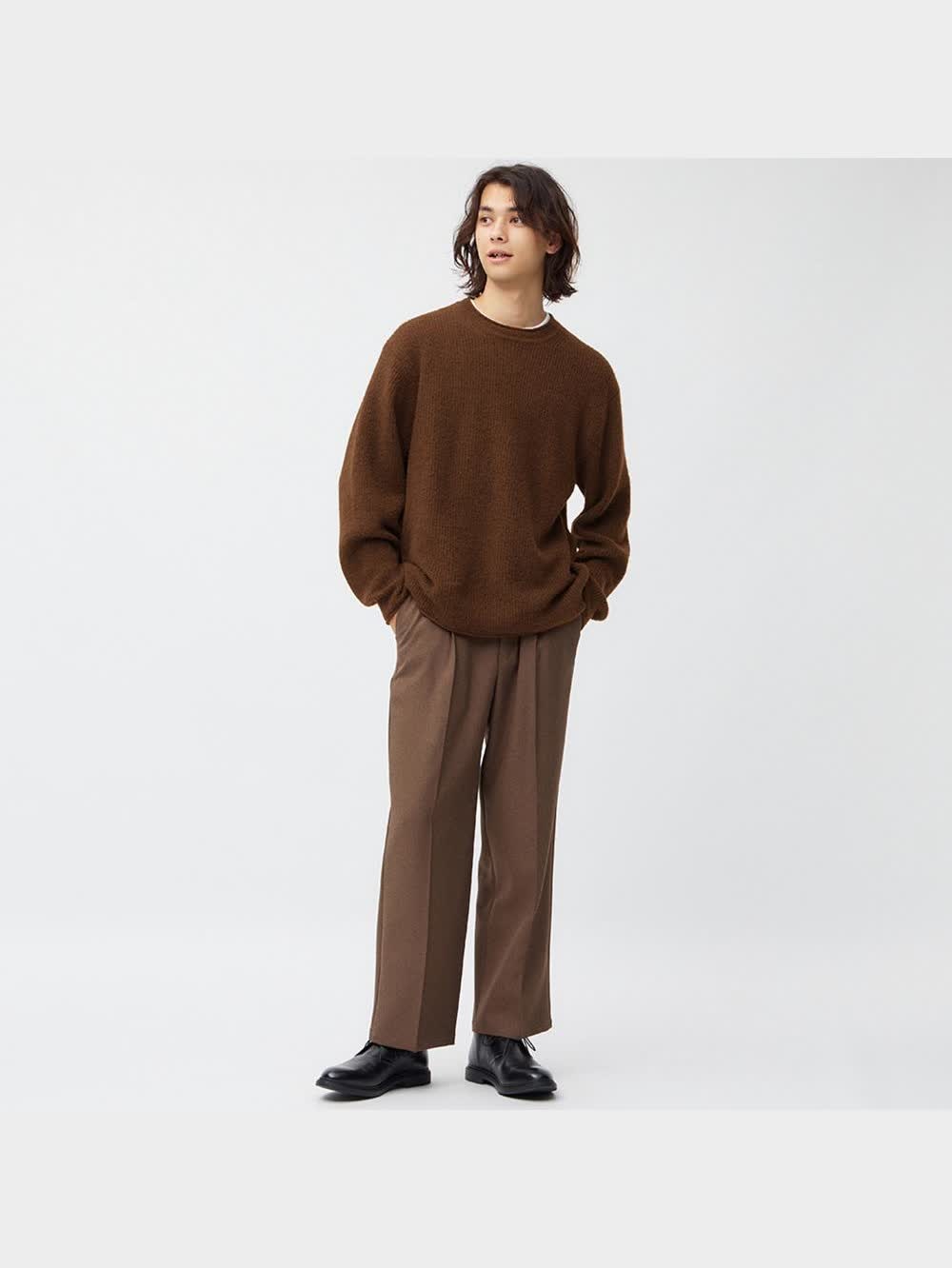 ★17　1104545 サイドアクリル仕様 GU公式 | ソフトシャギーセーター(長袖)NT+E