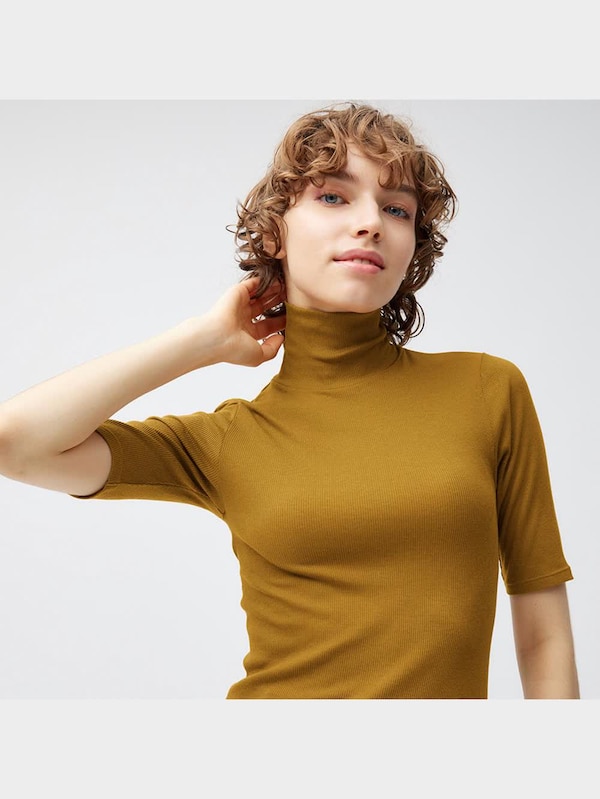 スタイルヒートリブタートルネックT(5分袖)+E