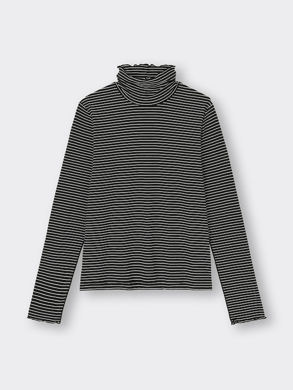 ソフトリブタートルネックT(長袖)(ボーダー)