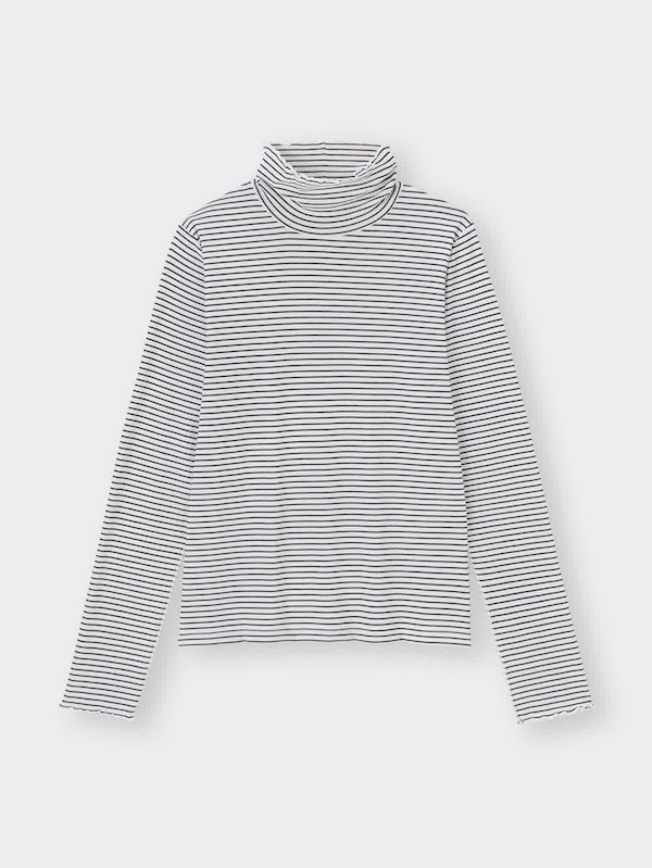 ソフトリブタートルネックT(長袖)(ボーダー)