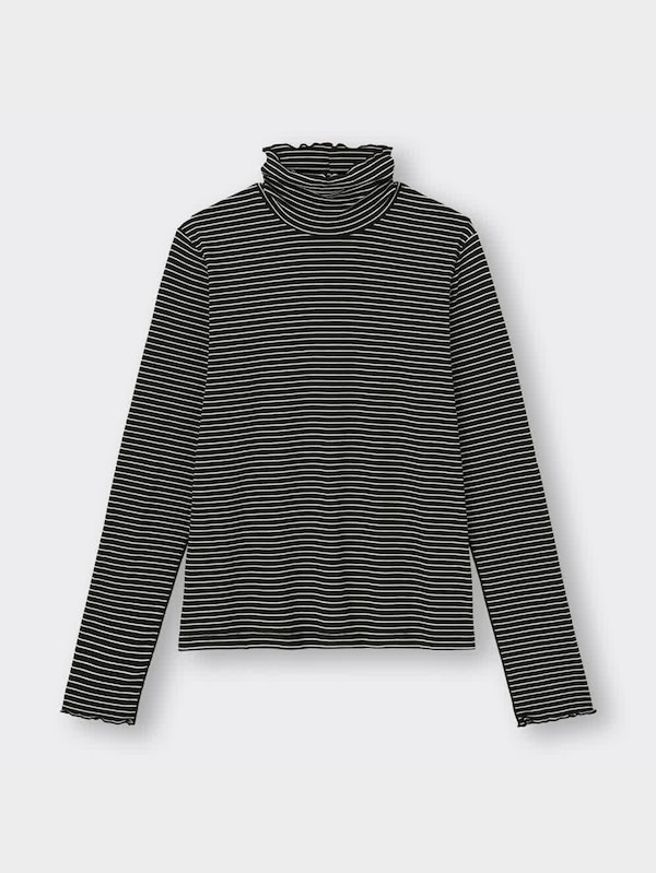 ソフトリブタートルネックT(長袖)(ボーダー)
