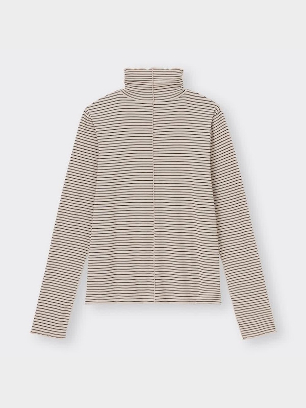 ソフトリブタートルネックT(長袖)(ボーダー)