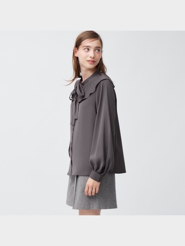 ラッフルカラーブラウス(長袖)Z+E