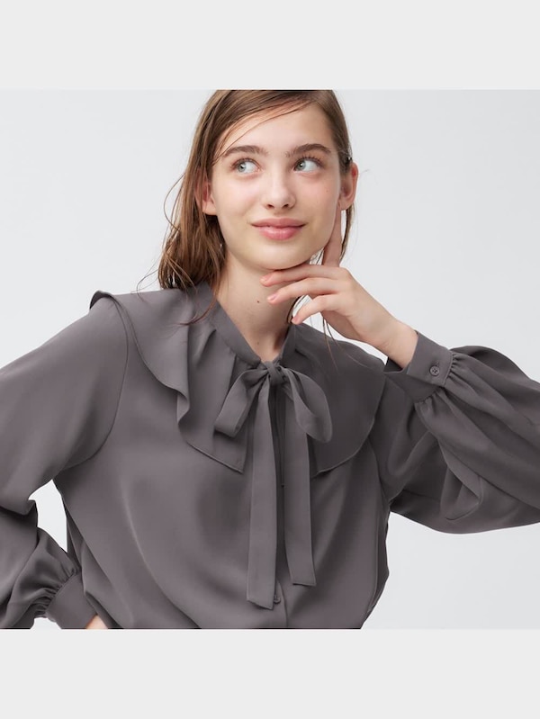 ラッフルカラーブラウス(長袖)Z+E