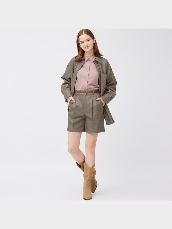 フェイクレザーショートパンツ(セットアップ可能)