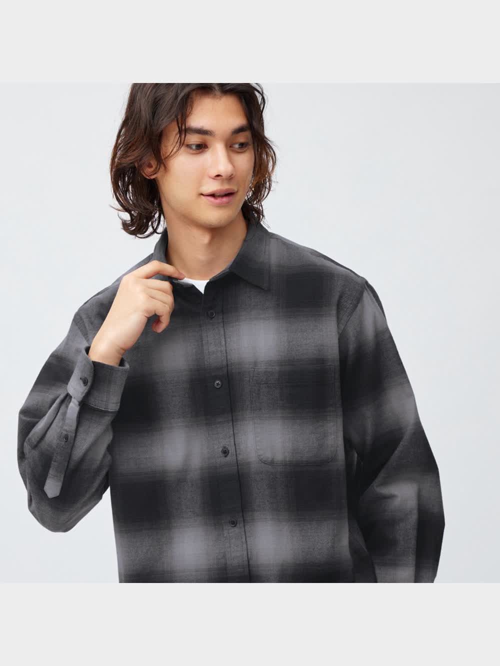 GU公式 | フランネルチェックシャツ(長袖)A