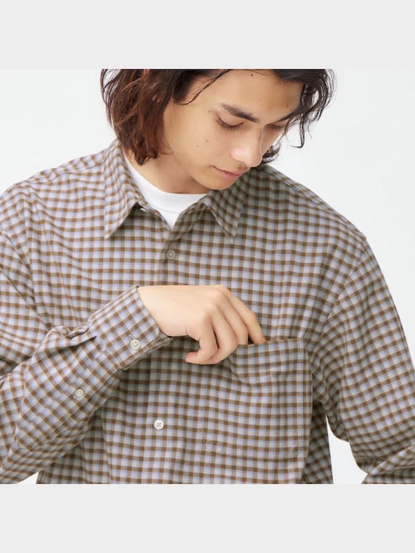 フランネルチェックシャツ(長��袖)B