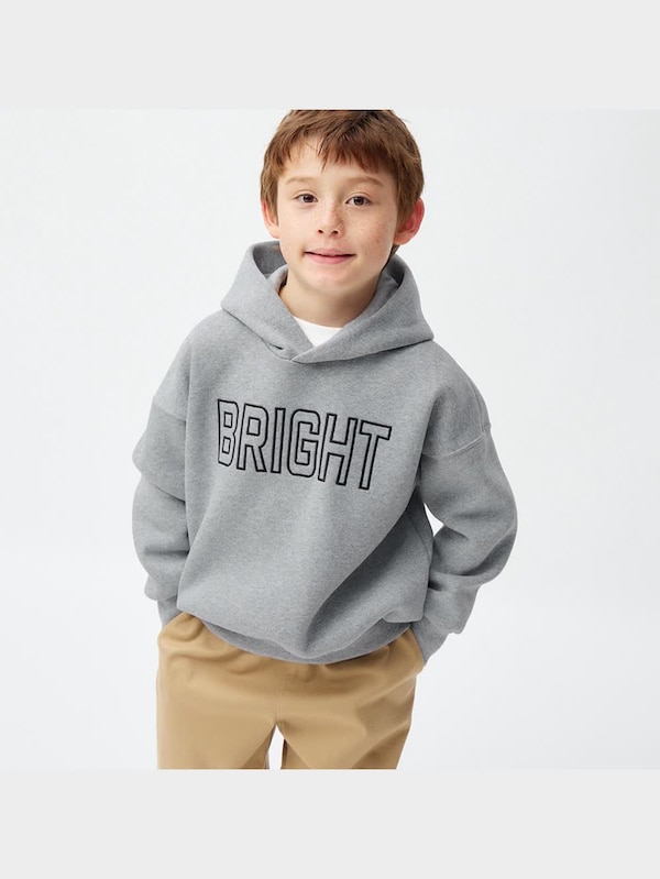 KIDS(男女兼用)裏起毛ヘビーウェイトスウェットパーカ(長袖)(ロゴ1)(セットアップ可能)