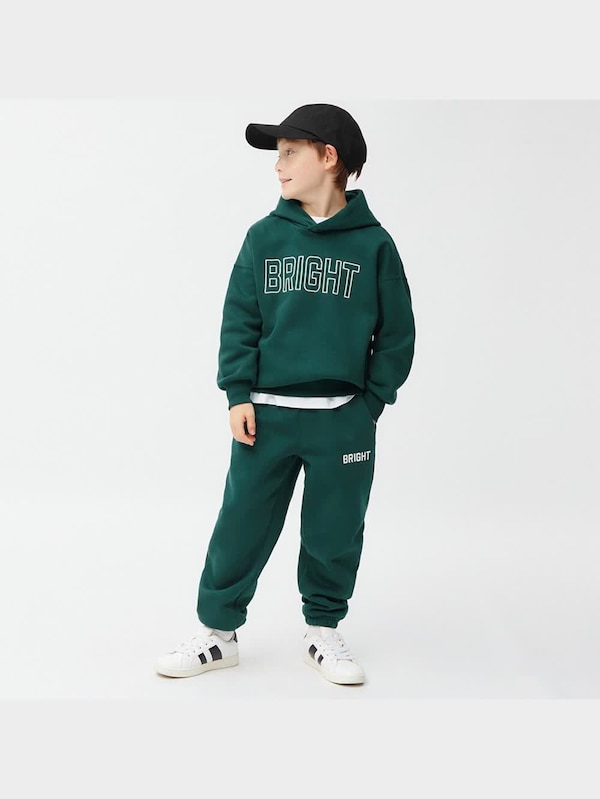 KIDS(男女兼用)裏起毛ヘビーウェイトスウェットパーカ(長袖)(ロゴ1)(セットアップ可能)