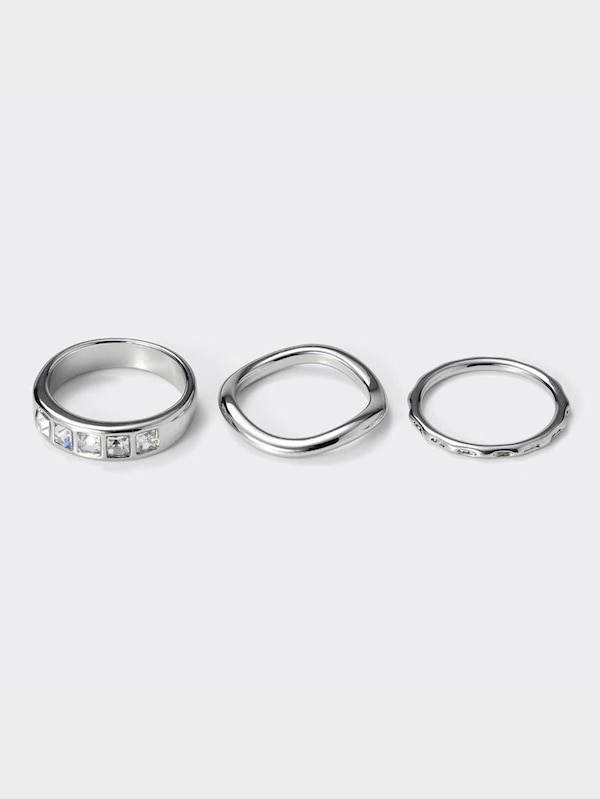 ビジュー&メタルリングセット5P