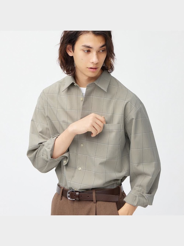 オーバーサイズシャツ(長袖)(チェック)+E