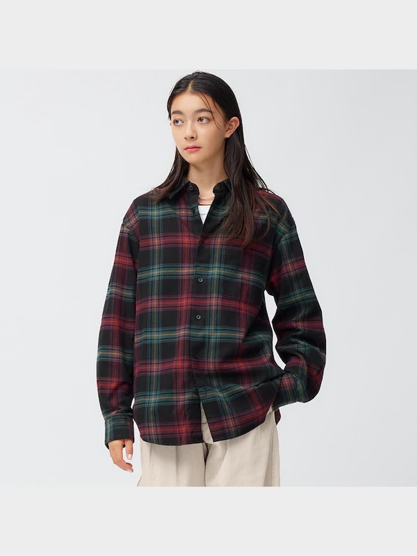 フランネルチェックシャツ(長袖)D