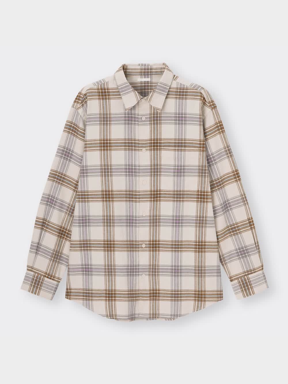 GU公式 | フランネルチェックシャツ(長袖)D