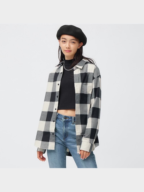 フランネルチェックシャツ(長袖)E