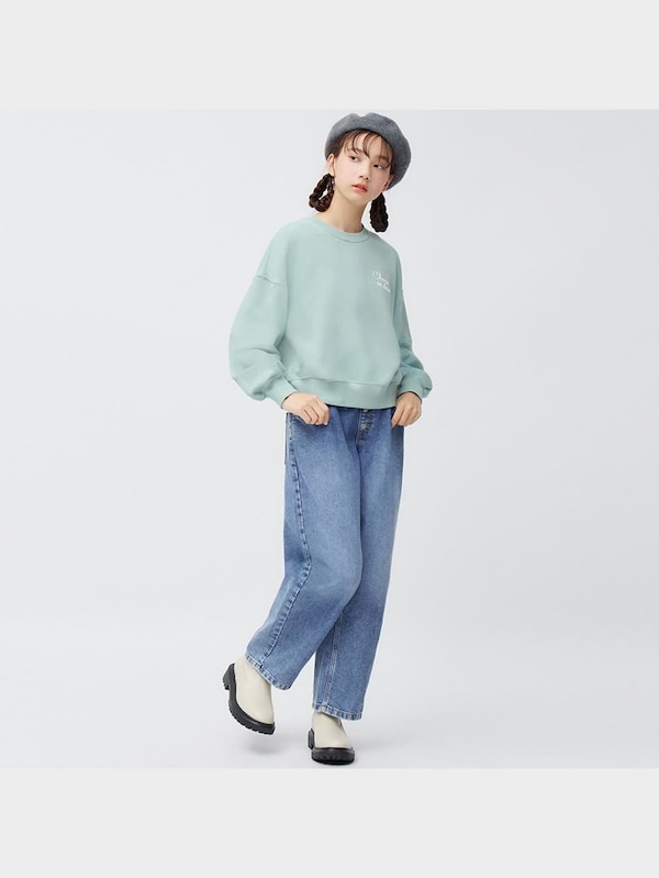 GIRLSクロップドスウェットプルオーバー(長袖)(ワンポイント)