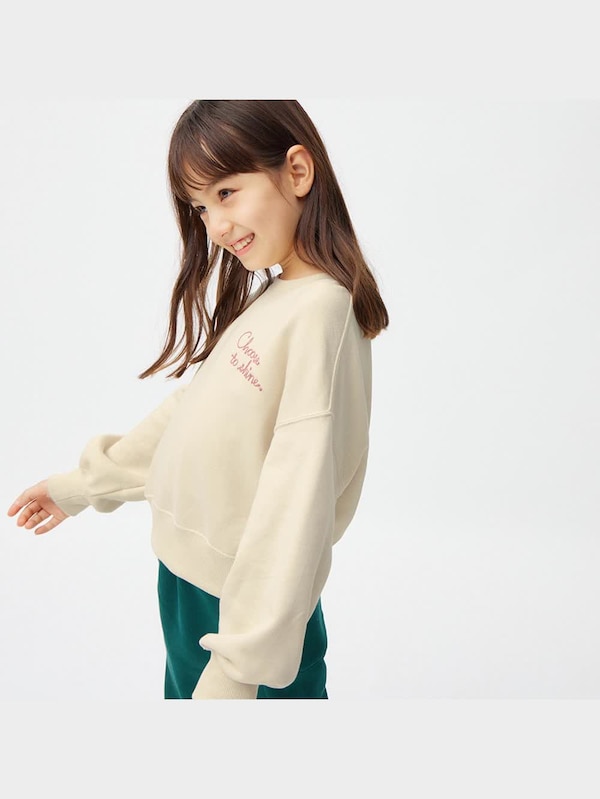GIRLSクロップドスウェットプルオーバー(長袖)(ワンポイント)