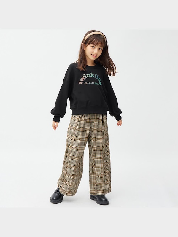 GIRLSクロップドスウェットプルオーバー(長袖)(グリッター)