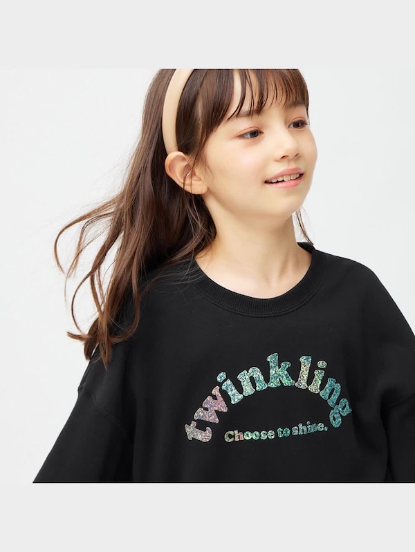 GIRLSクロップドスウェットプルオーバー(長袖)(グリッター)