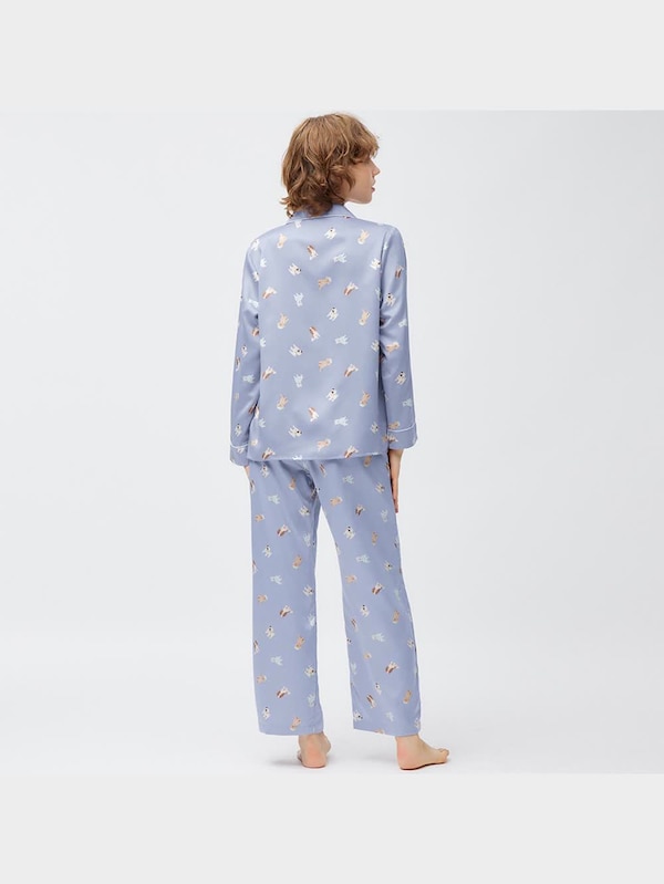 サテンパジャマ(長袖&ロングパンツ)(ドッグ)+EC