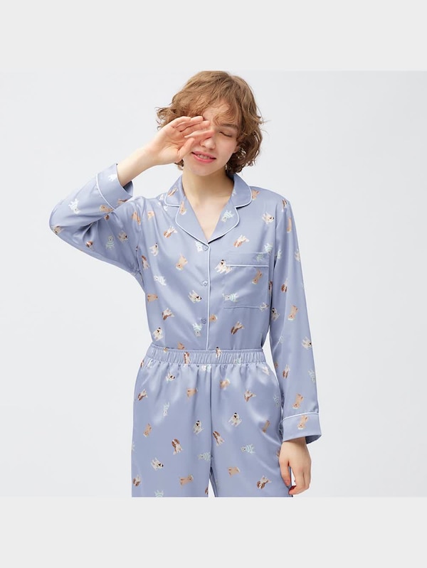 サテンパジャマ(長袖&ロングパンツ)(ドッグ)+EC