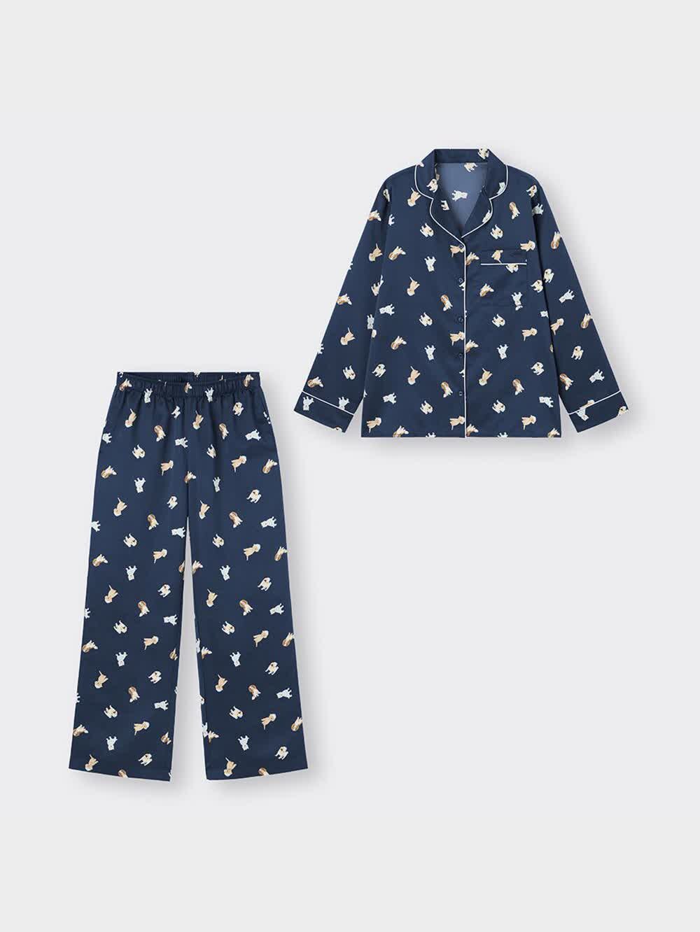GU×ちいかわ サテンパジャマ(長袖&ロングパンツ) XLサイズ　2着セット GU公式 | サテンパジャマ(長袖&ロングパンツ) LITTLE TWIN STARS