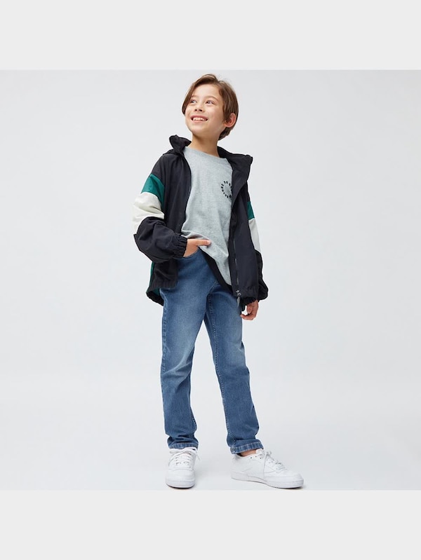 KIDS(男女兼用)のびのびデニムストレートパンツ+E