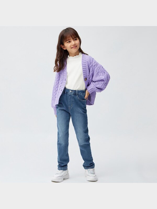 KIDS(男女兼用)のびのびデニムストレートパンツ+E