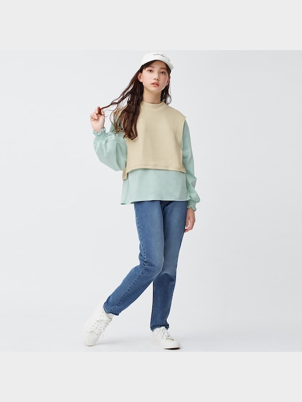 KIDS(男女兼用)のびのびデニムストレートパンツ+E