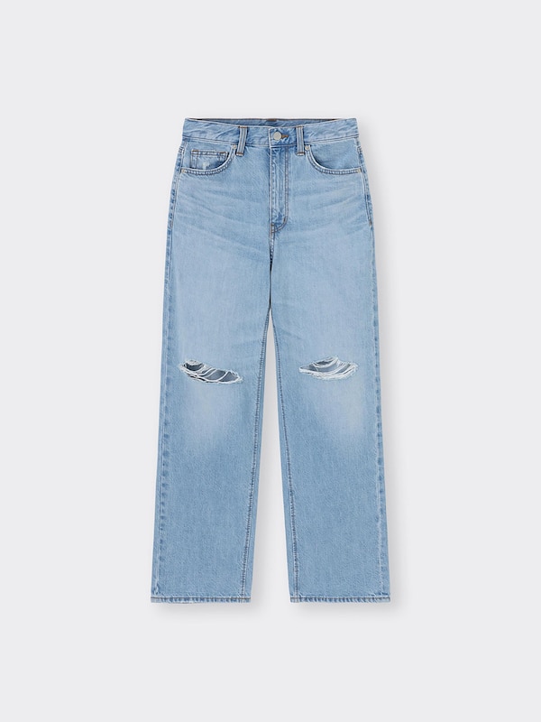 ハイライズストレートジーンズ(クラッシュ)+E