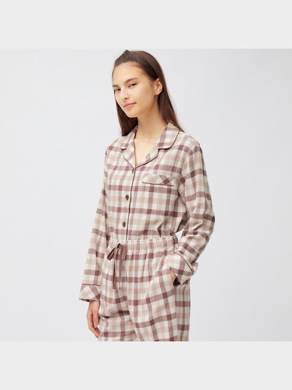 フランネルパジャマ(長袖&ロングパンツ)(チェック)+E