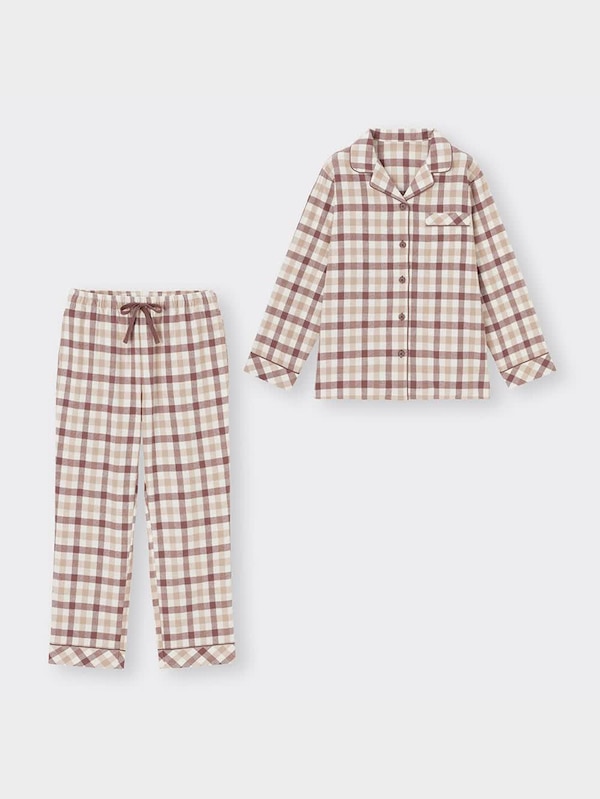 フランネルパジャマ(長袖&ロングパンツ)(チェック)+E
