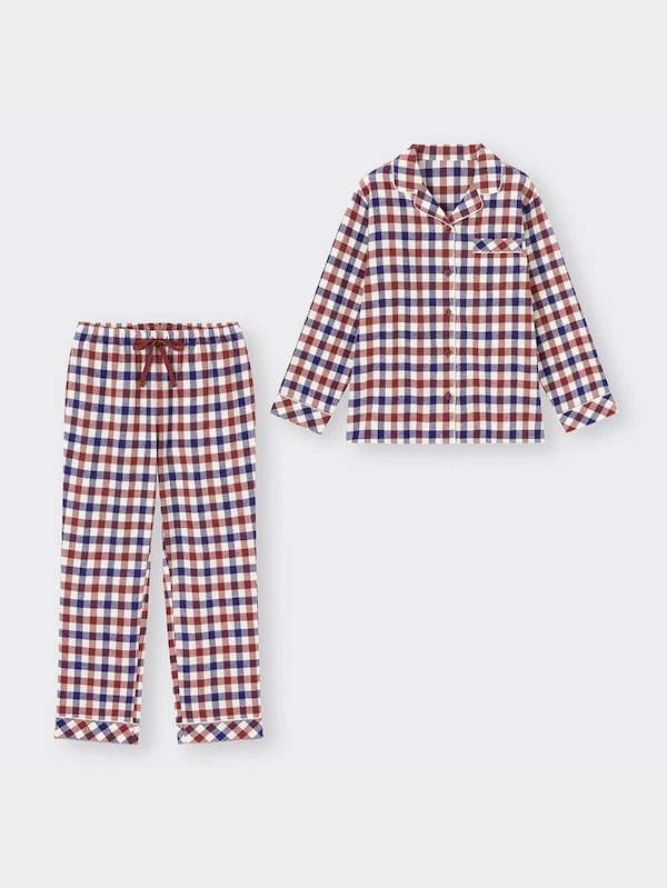フランネルパジャマ(長袖&ロングパンツ)(チェック)+E
