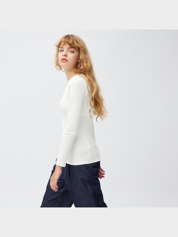 スタイルヒートブラフィールリブクルーネックT(長袖)