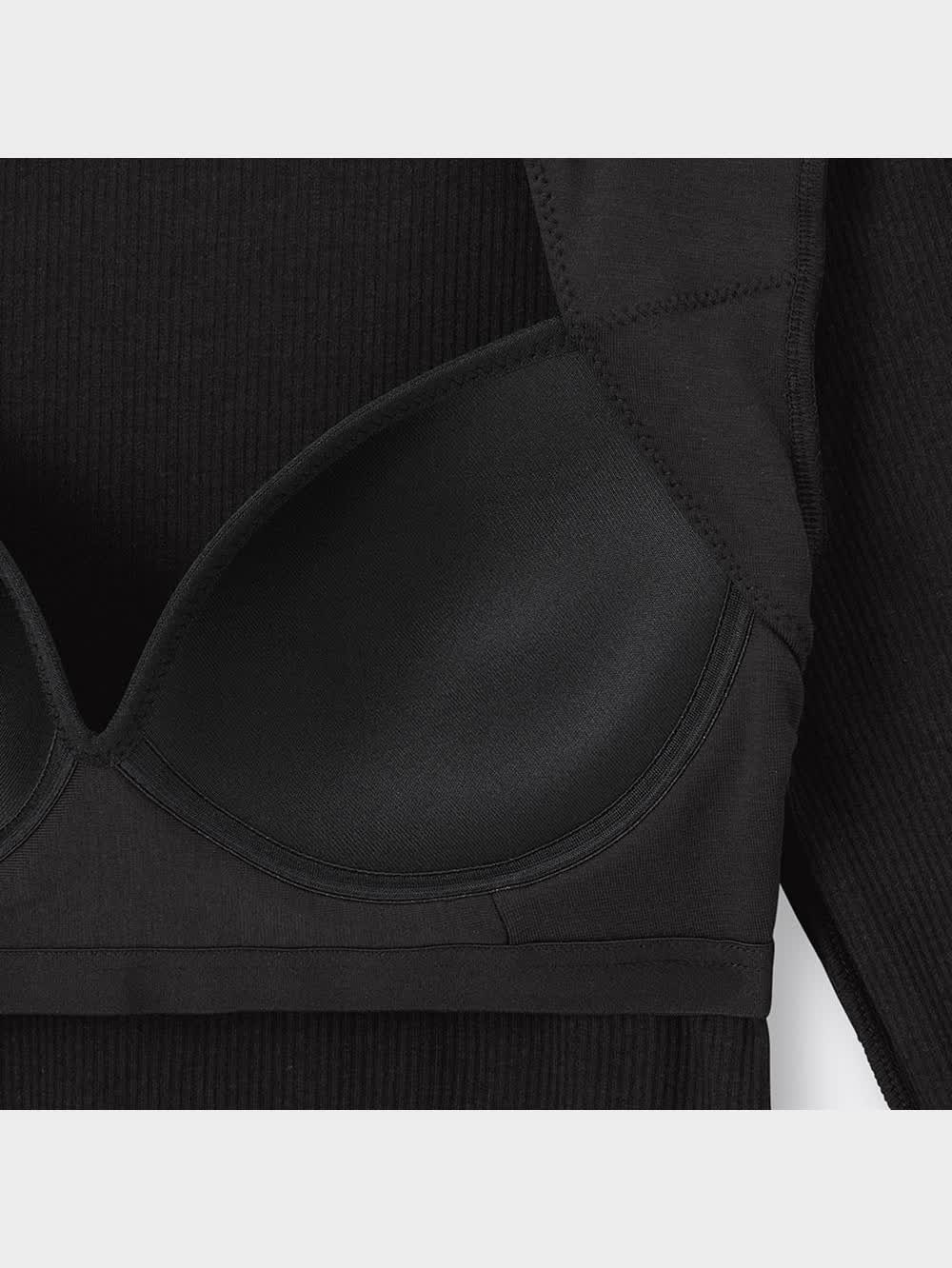 GU公式 | スタイルヒートブラフィールリブクルーネックT(長袖)