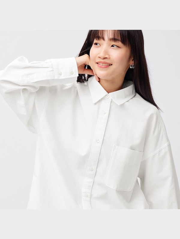 オックスフォードミニシャツワンピース(長袖)+E