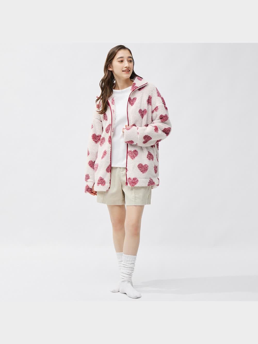 GU公式 | マシュマロフィールフルジップジャケット(長袖)(ハート)+X