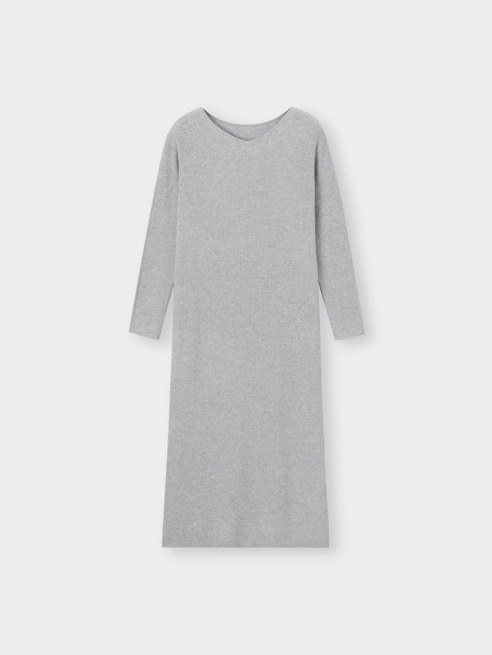 GU公式 | リブニットラウンジワンピース(長袖)+E