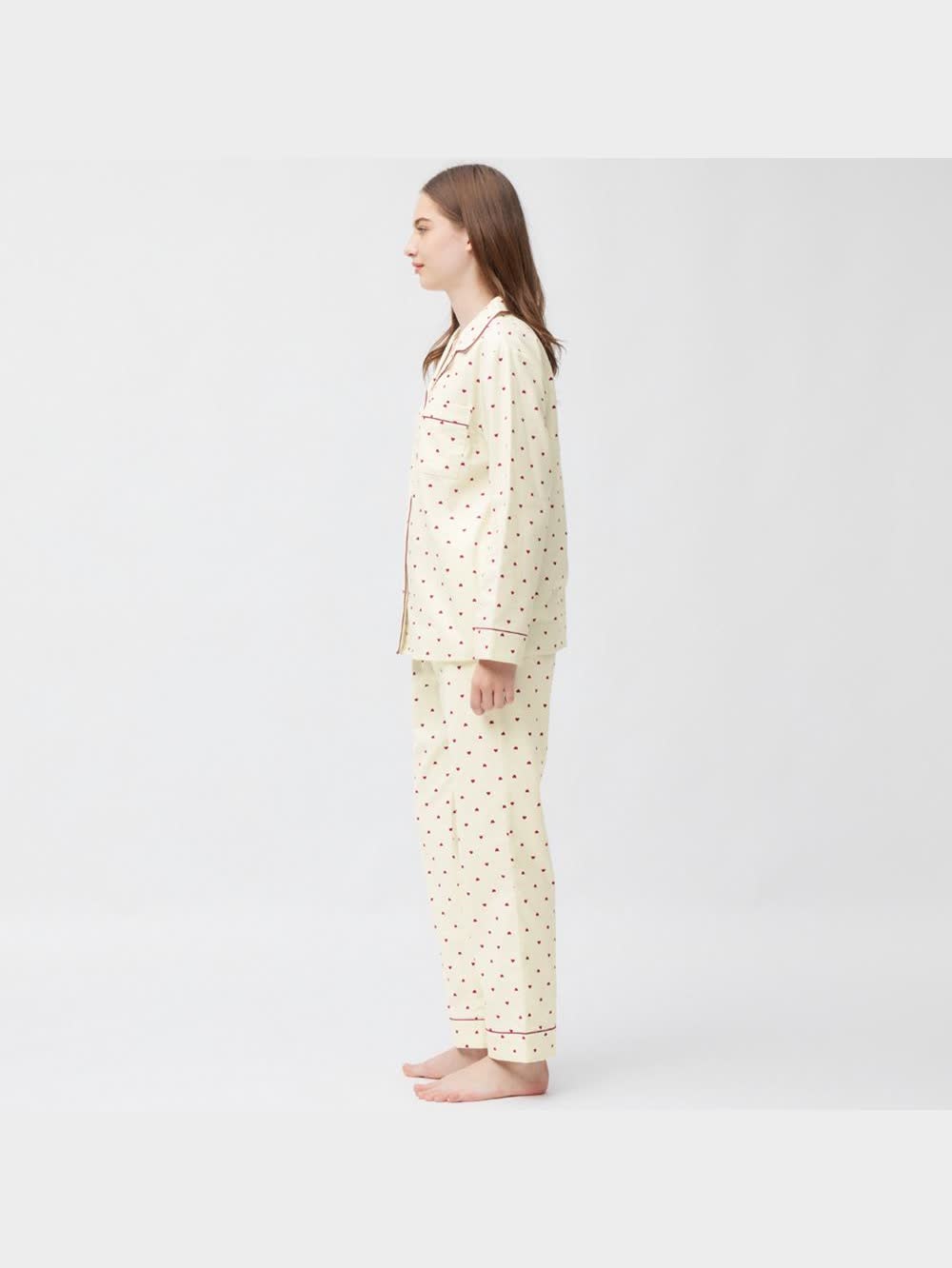 直営店に限定 GU公式 フランネルパジャマ(長袖&ロングパンツ)(ハート) | シャツ/ブラウス(長袖/七分)