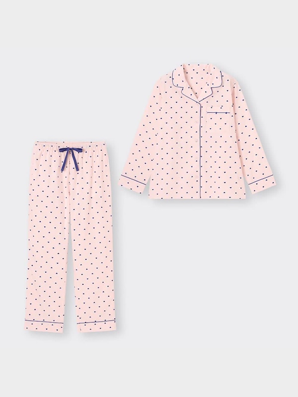 フランネルパジャマ(長袖&ロングパンツ)(ハート)