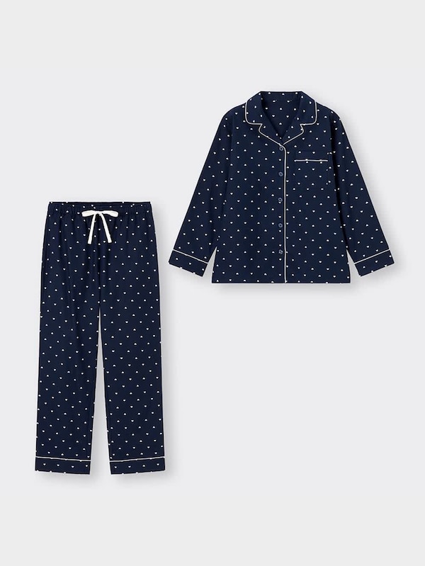 フランネルパジャマ(長袖&ロングパンツ)(ハート)