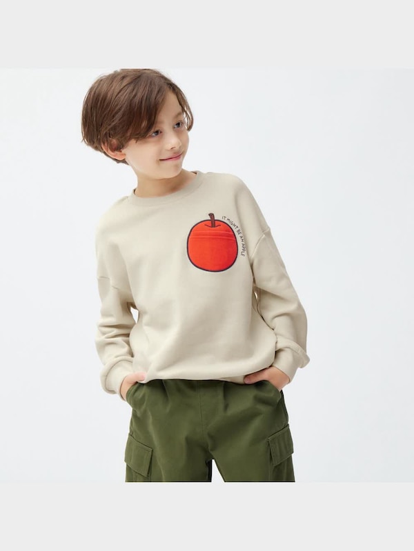KIDS(男女兼用)スウェットプルオーバー(長袖) ヨシタケシンスケ/りんごかもしれない