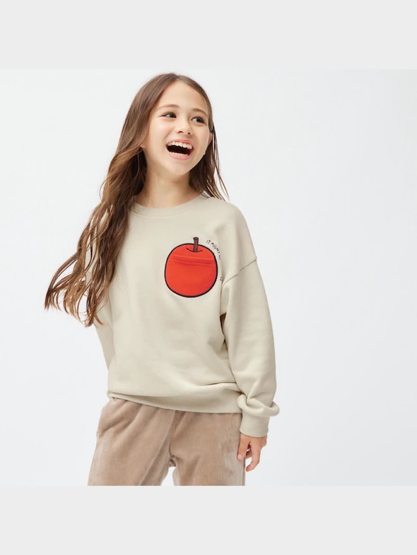 KIDS(男女兼用)スウェットプルオーバー(長袖) ヨシタケシンスケ/りんごかもしれない