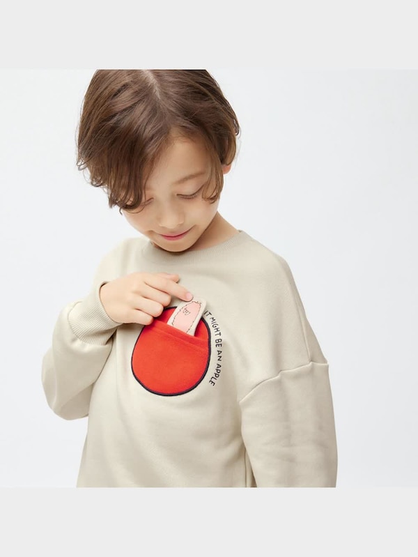 KIDS(男女兼用)スウェットプルオーバー(長袖) ヨシタケシンスケ/りんごかもしれない