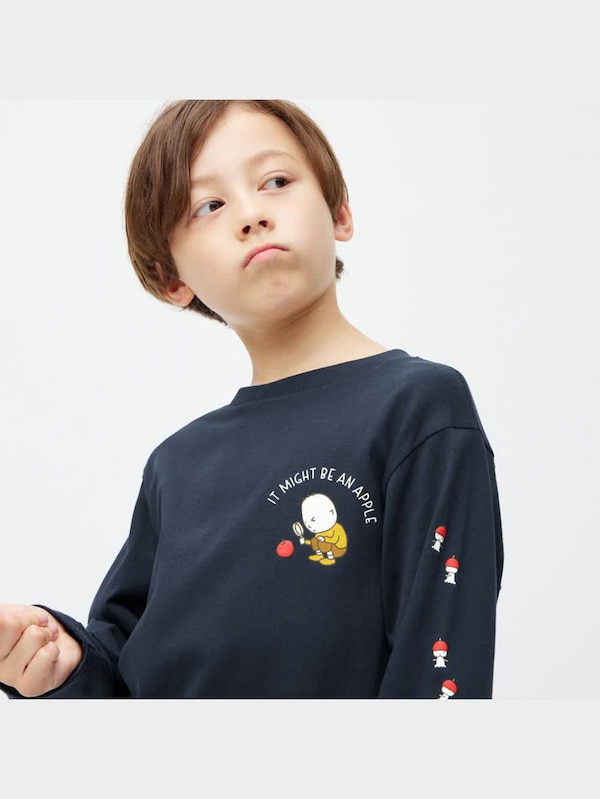 KIDS(男女兼用)グラフィックT(長袖) ヨシタケシンスケ/りんごかもしれない 1