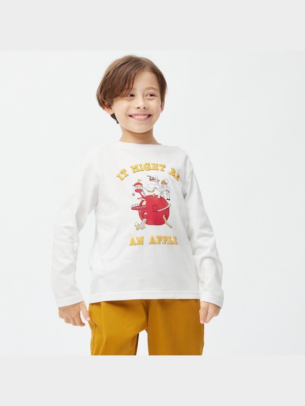 KIDS(男女兼用)グラフィックT(長袖) ヨシタケシンスケ/りんごかもしれない 2