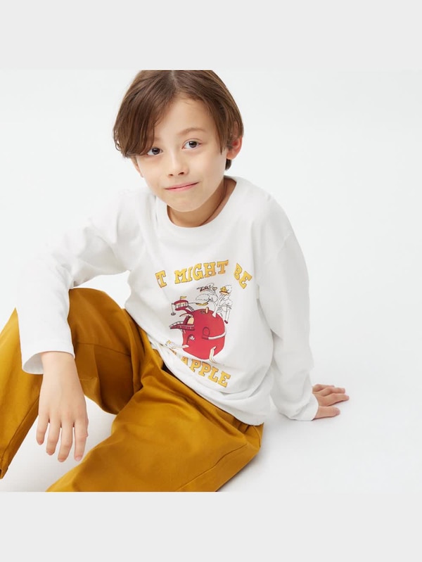 KIDS(男女兼用)グラフィックT(長袖) ヨシタケシンスケ/りんごかもしれない 2