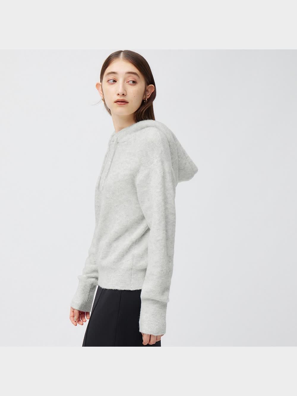 【OFF-WHITE】ブークレ フーディー GU公式 | ブークレフーディセーター(長袖)+E